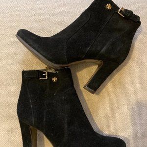 Tory Burch Black Suede Heeled Booties -- Size 6.5